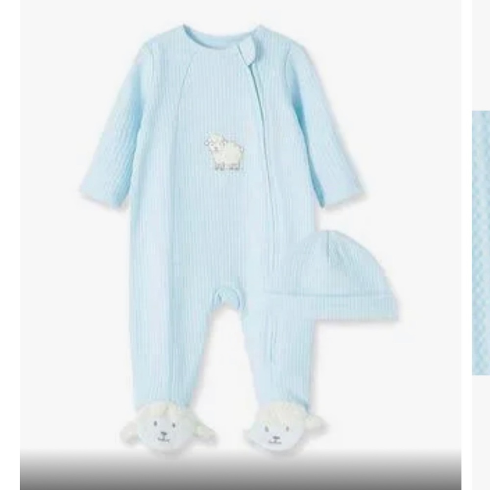Little Me Lamb Cotton Footie - NO HAT